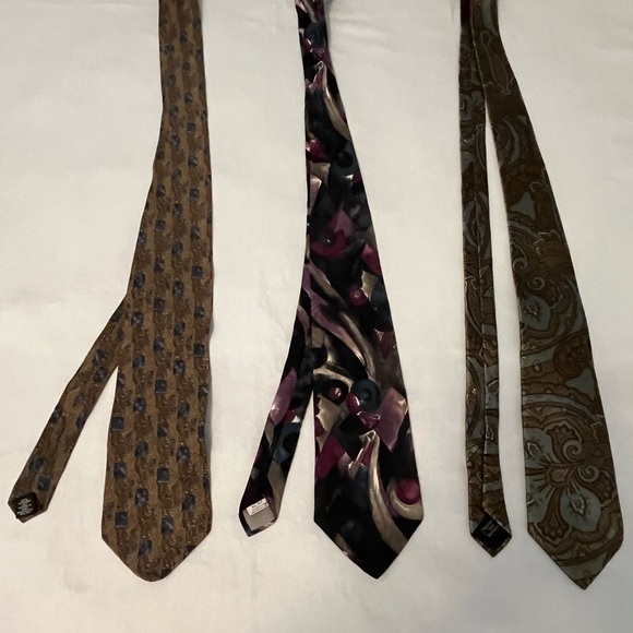 Oscar de la Renta, Croft & Barrow & J.T Beckett 3 Silk Ties Black Brown Blue - Picture 12 of 12